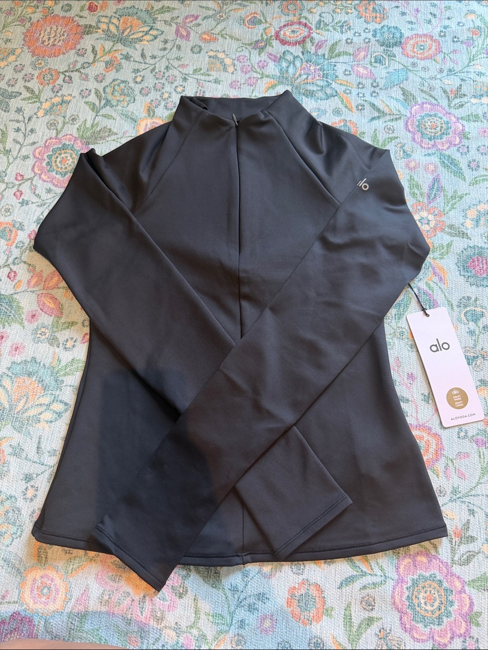 ALO Yoga Black Long-Sleeve airlift winter warm 1/4 zip